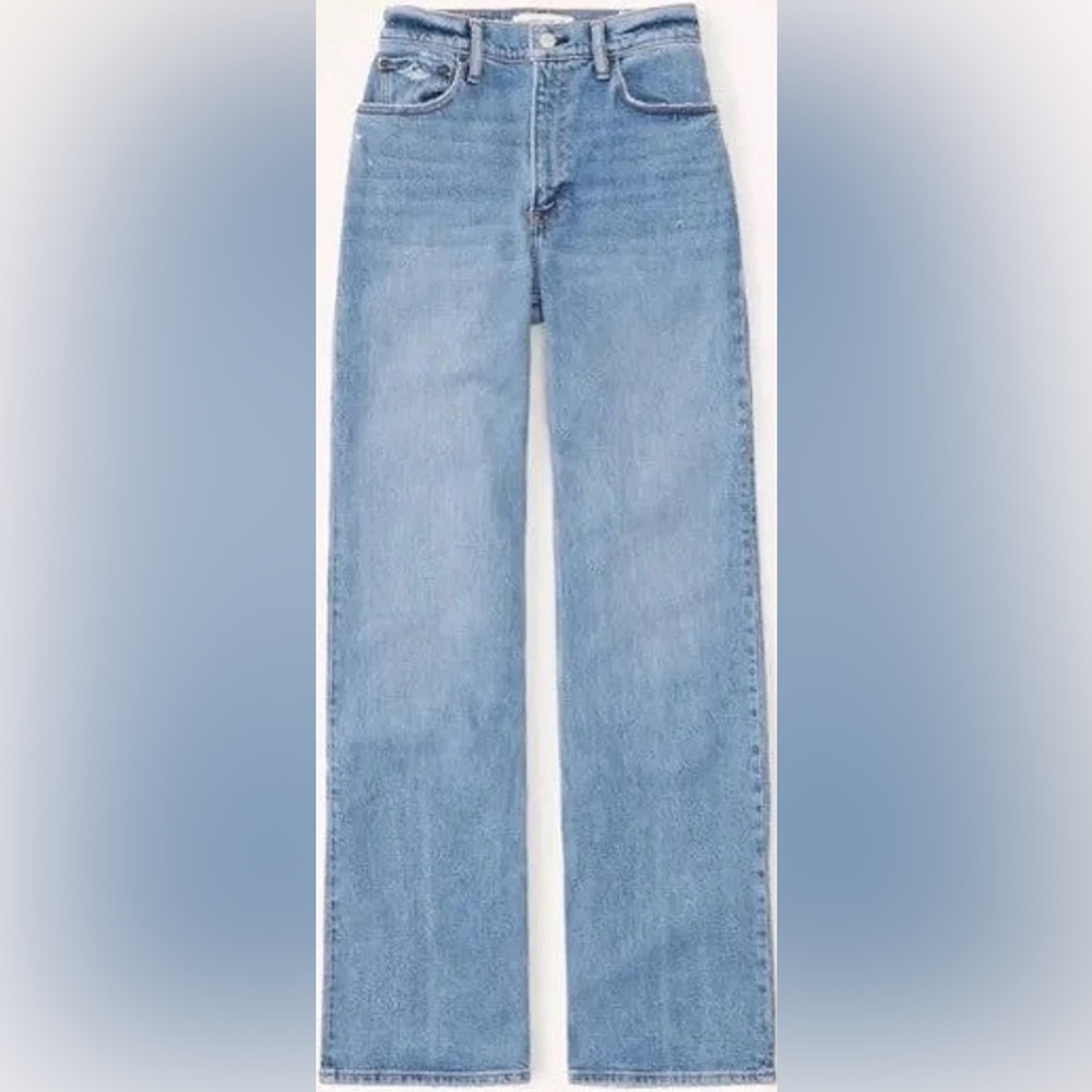 Abercrombie & Fitch the 90’s Straight ultra high rise Denim Jeans - Light Blue